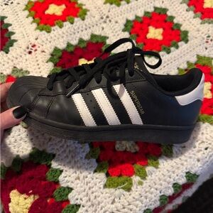 Adidas Superstar Black with White Stripes